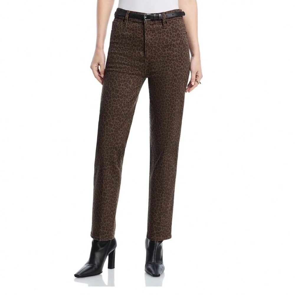 FRAME Le Sleek Straight High Rise Jeans‎ Leopard Animal Print LSLS238P Size 28